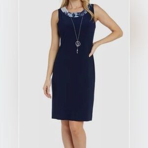 R&M Richard Dress Size 6 Elegant Navy w/Jewelry attached Sleeveless Dress